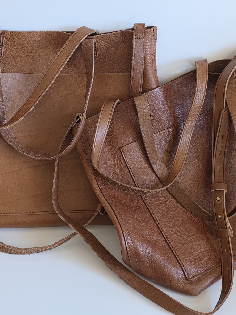 Madewell English Saddle Brown Leather Transport Tote with Crossbody Strap - Picture 5 of 6